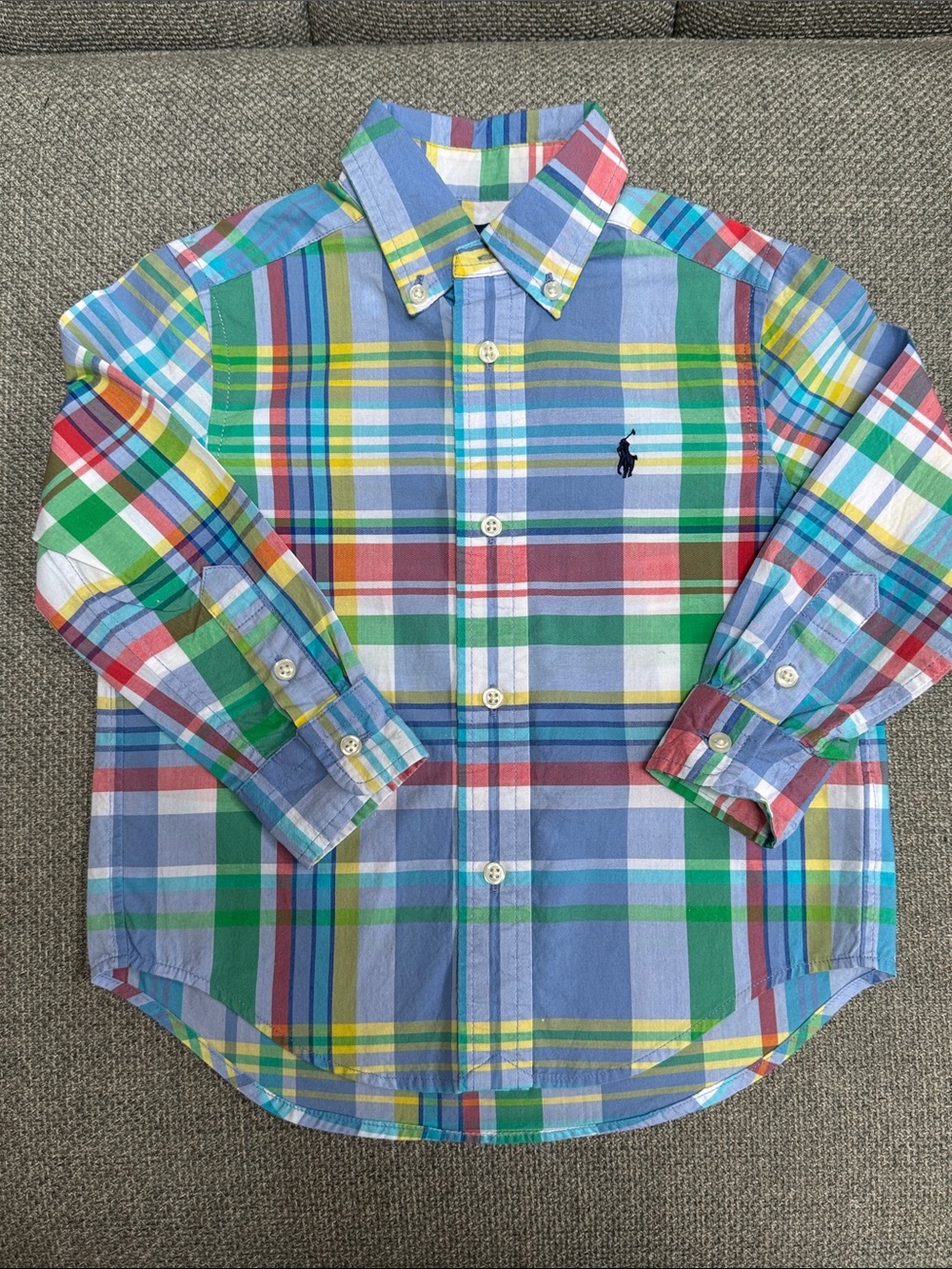 Ralph Lauren Boys Blue, Green, Red & Yellow Plaid Button-Down Shirt NWOT